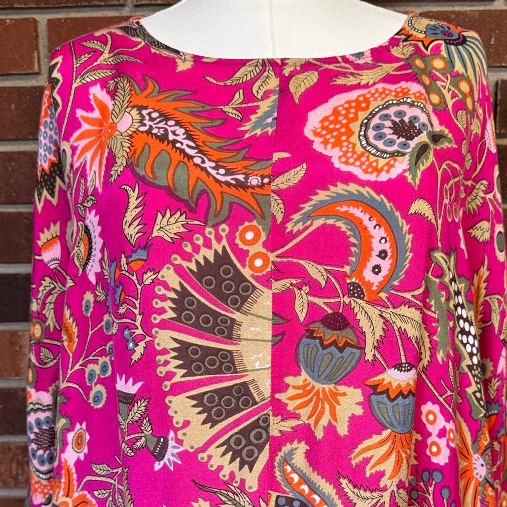 Masai Pink Abstract Floral Tunic Top Size XL - Picture 2 of 14